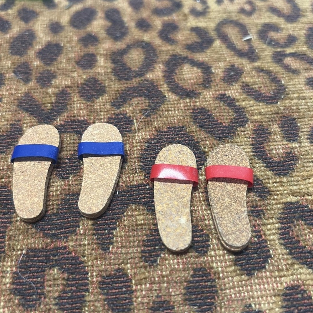 VTG Mattel Barbie‎ Ken Allan Doll Blue & Red Strap CORK SANDALS FLIP FLOPS Lot 2